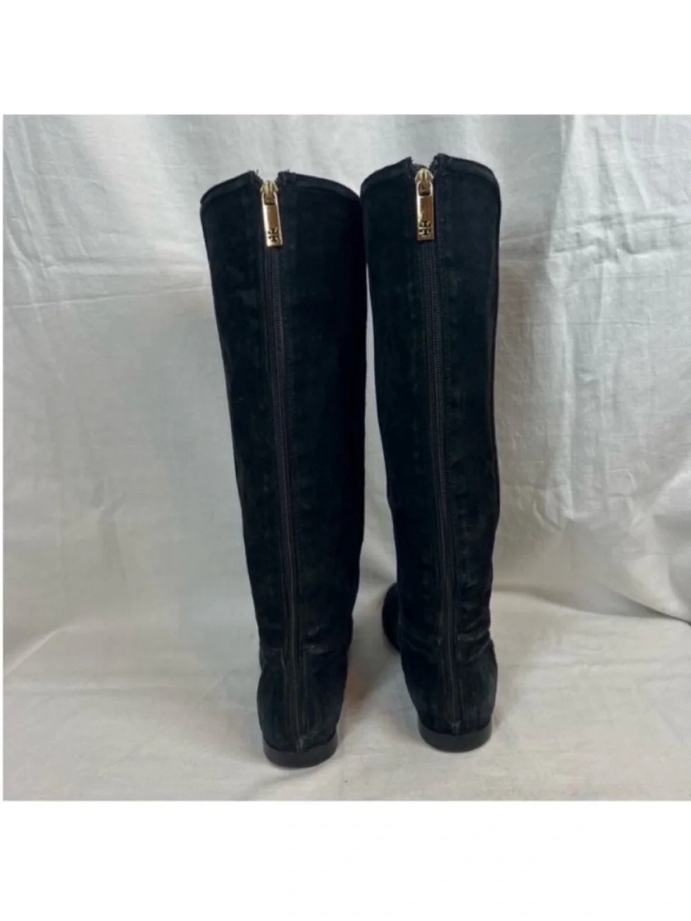 Tory Burch suede leather knee high riding boots black classic chic